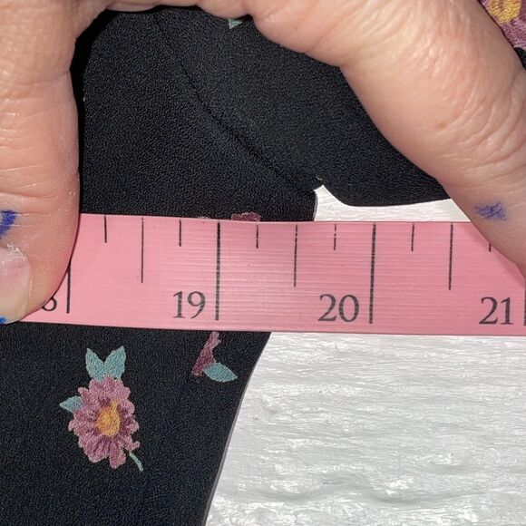 Vintage Maggie London Black Floral Dress Sheath Short Sleeve Lined Size M 90s - Picture 9 of 13